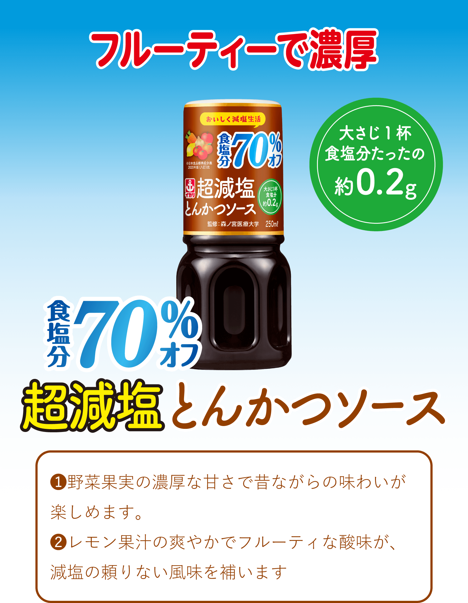 フルーティーで濃厚 超減塩とんかつソース